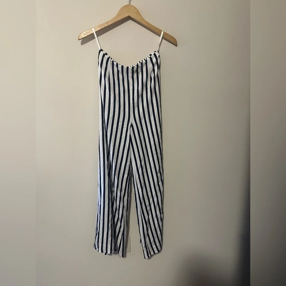 STAUD Luke Stripe Pants wide leg elastic waist nautical sailor preppy designer S - Picture 7 of 8